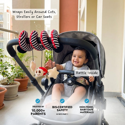 Spiral Hanging Toy for baby engagement in car, stroller and cot