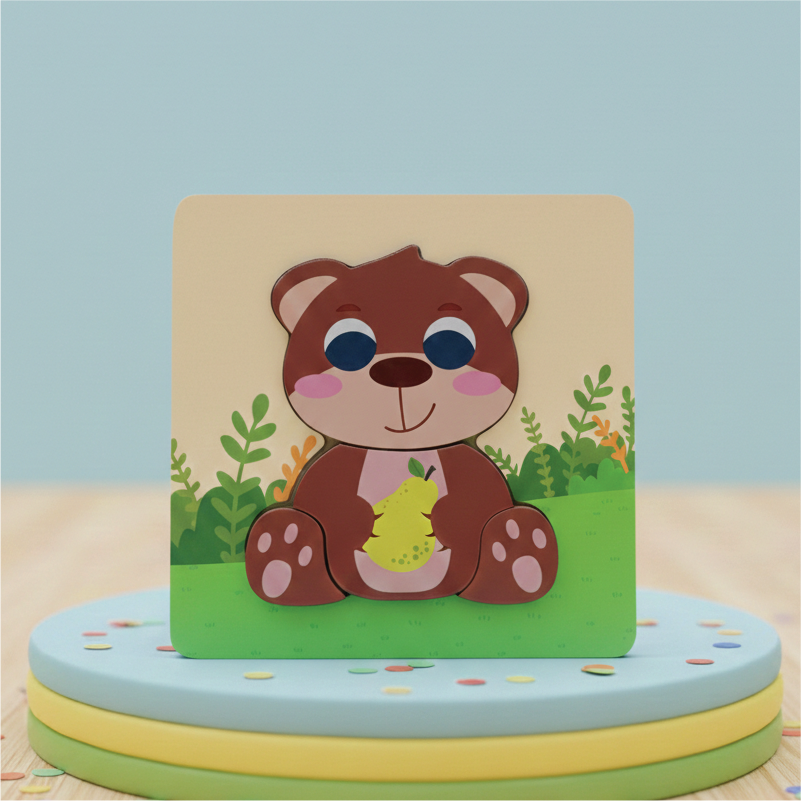 Buy Bear puzzle (Wooden 4 piece puzzle) Online - Lillbud 