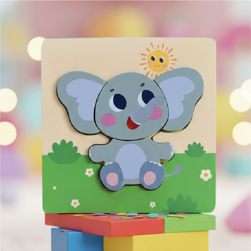 Buy Elephant puzzle (Wooden 4 piece puzzle) Online - Lillbud 