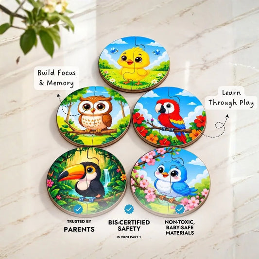 2 piece puzzles (Set of 5) - Birds