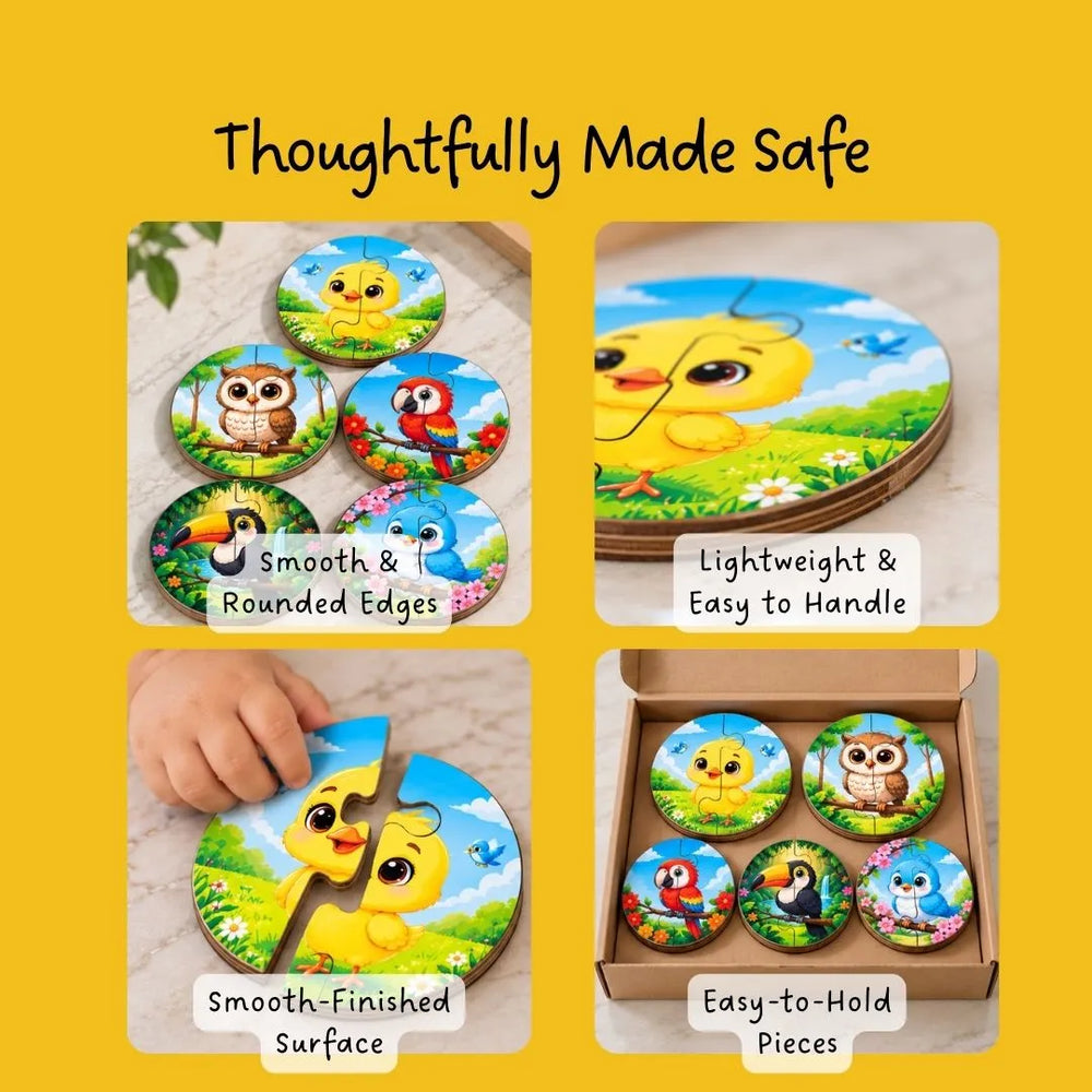 2 piece puzzles (Set of 5) - Birds