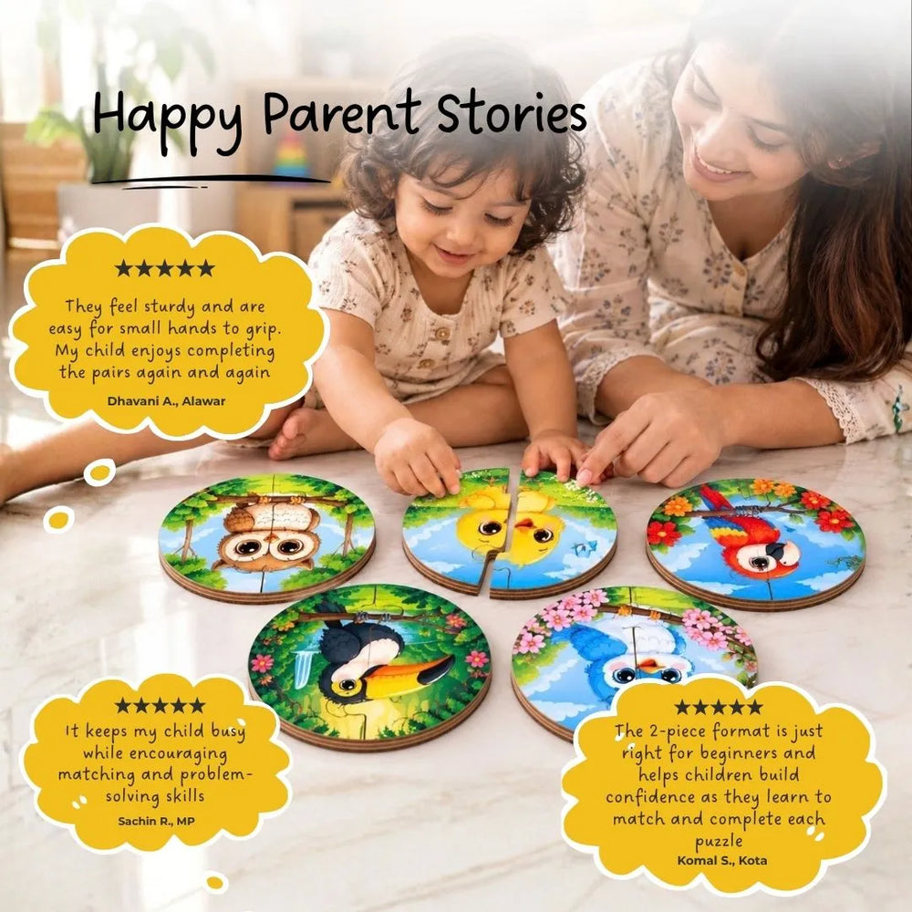 2 piece puzzles (Set of 5) - Birds
