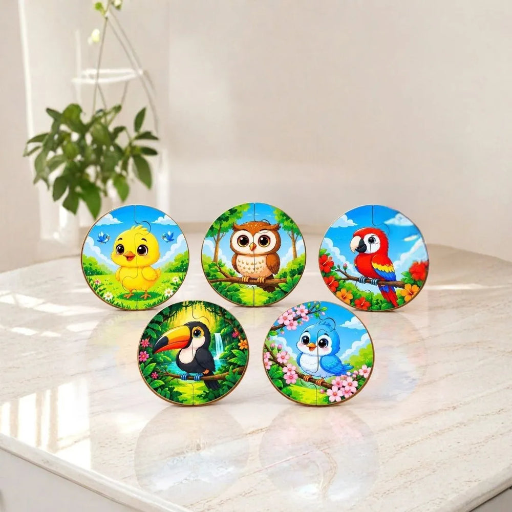 2 piece puzzles (Set of 5) - Birds