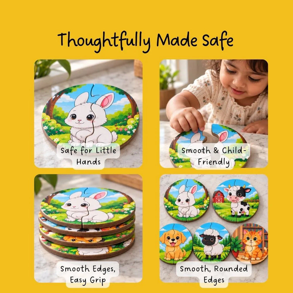 2 piece puzzles (Set of 5) - Pet animals
