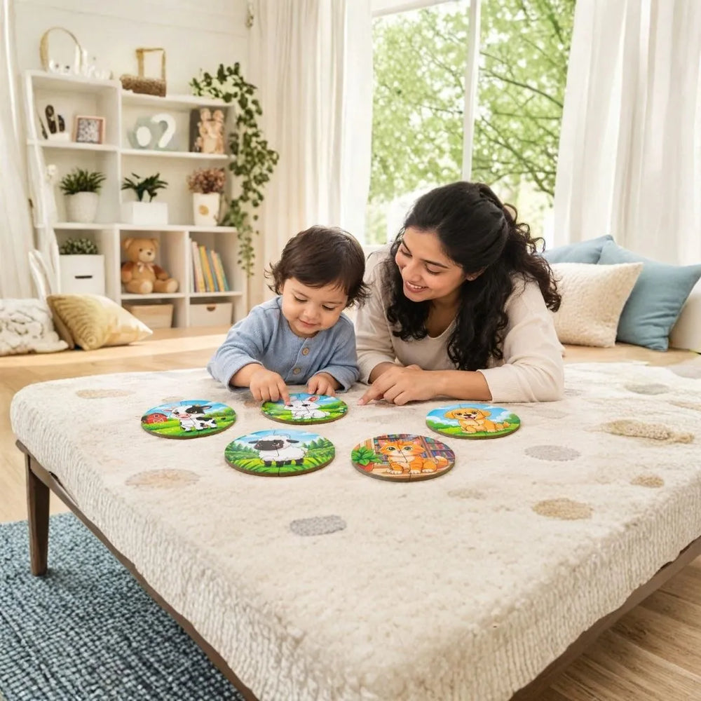 2 piece puzzles (Set of 5) - Pet animals