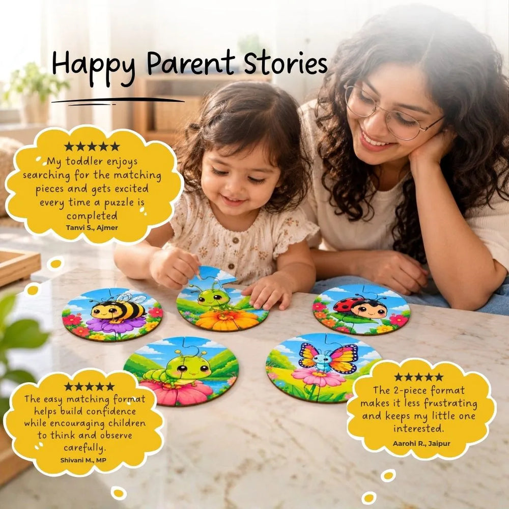 2 piece puzzles (Set of 5) - Insects