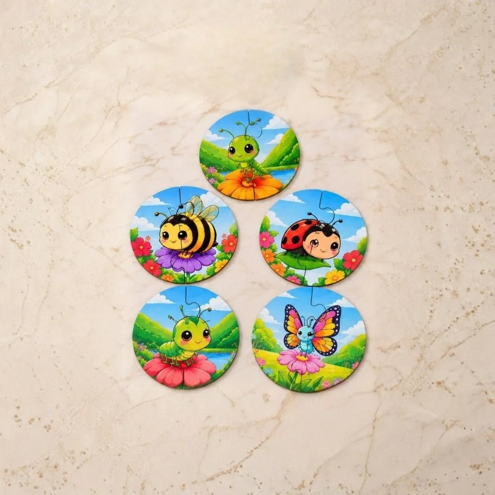2 piece puzzles (Set of 5) - Insects