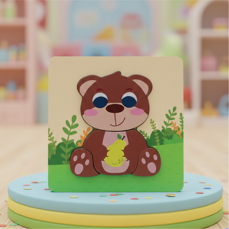 Buy Bear puzzle (Wooden 4 piece puzzle) Online - Lillbud 
