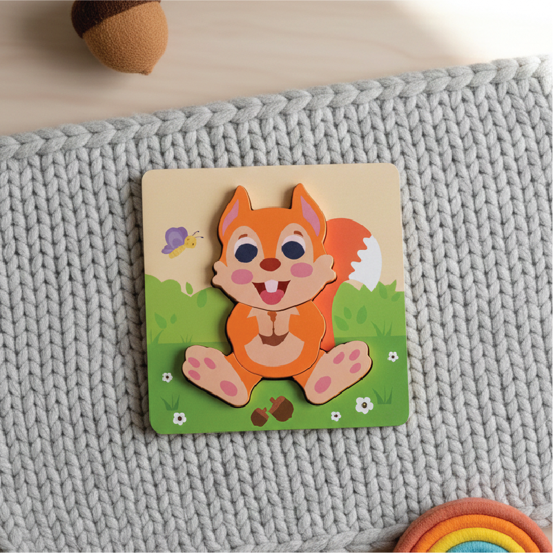 Buy Squirrel puzzle (Wooden 4 piece puzzle) Online - Lillbud 