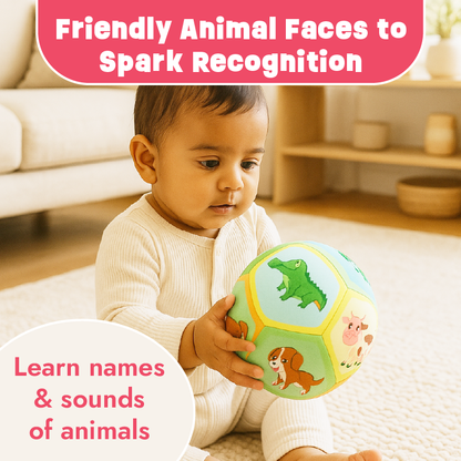 Animal Pals Ball - Scuba Fabric Soft Football for Babies