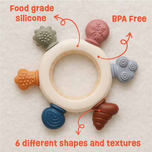 Sensory Teether - 6 shapes and textures