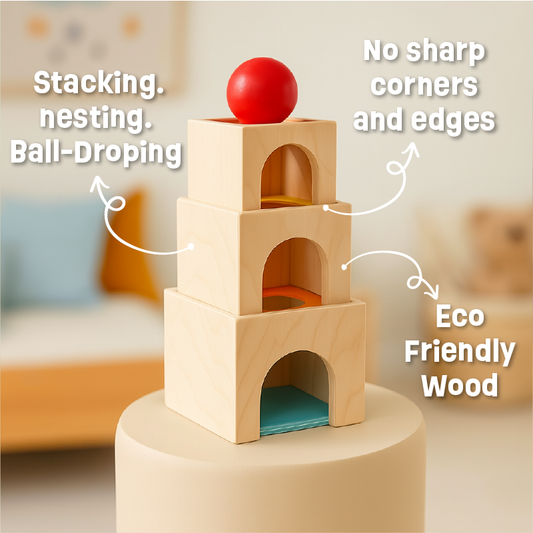 Wooden Nesting and Object Permanence Learning Toy
