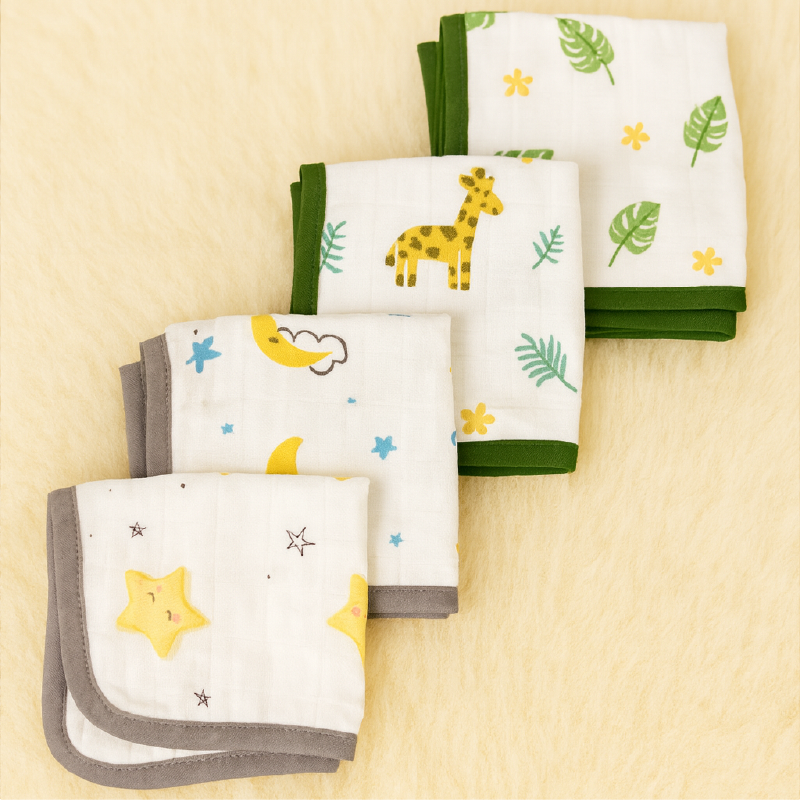 Buy Premium Bamboo Muslin Baby Handkerchiefs (Set of 4) Online - Lillbud 