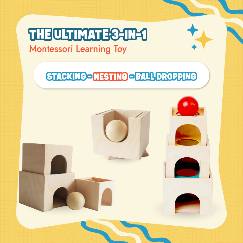 Buy Wooden block set - Stacking, Nesting and Object Permanence Learning Toy Online - Lillbud 
