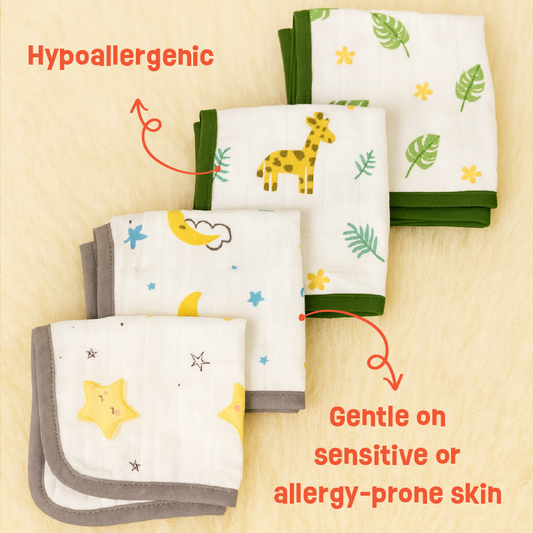 Premium Bamboo Muslin Baby Handkerchiefs (Set of 4)