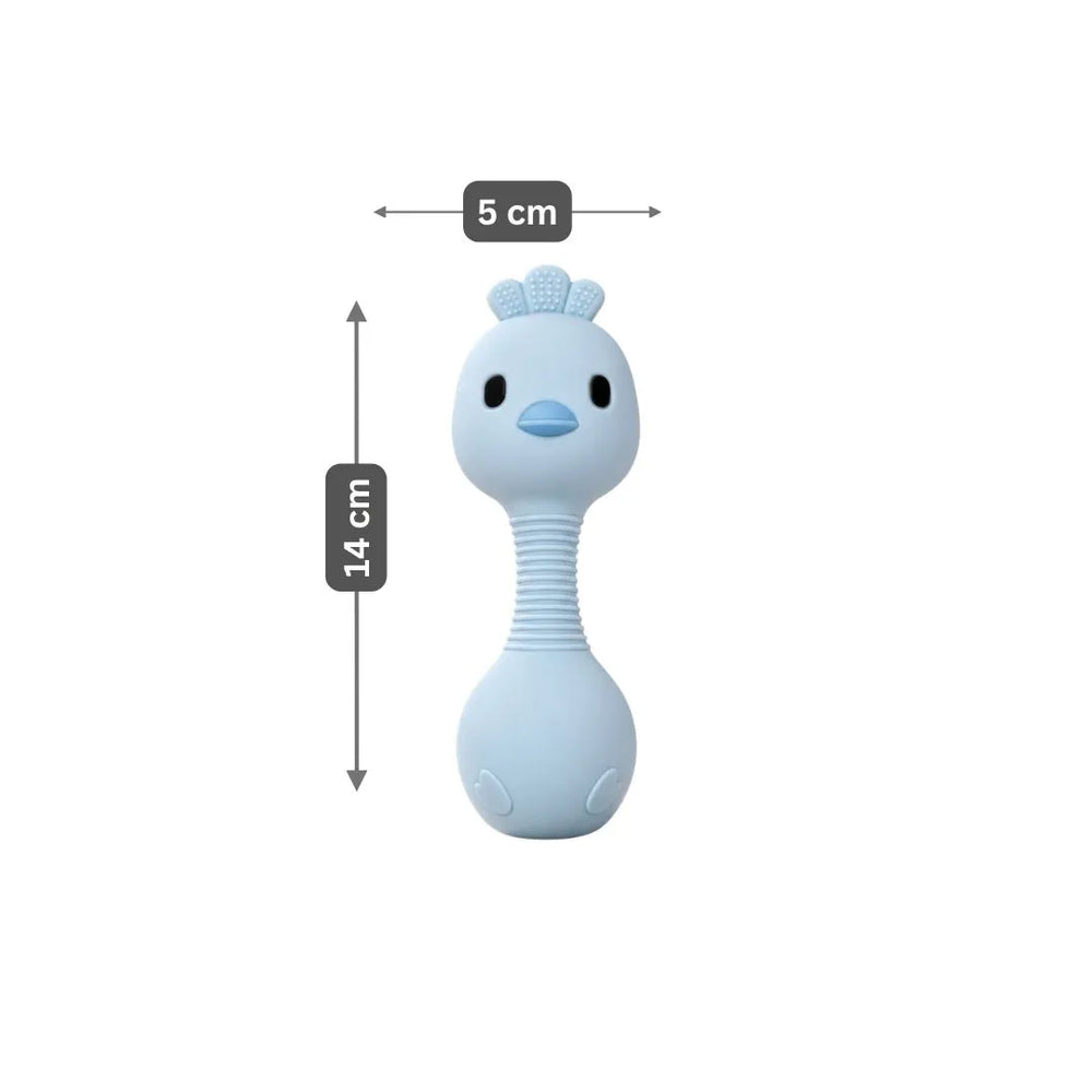 Animal Teething Rattle - Bird - Blue
