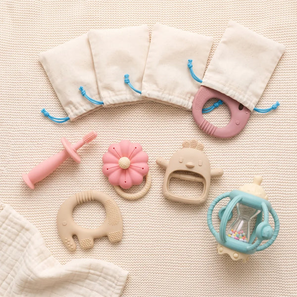 Complete Teething Gift Box - 5 Teethers + 4 Potli Bags