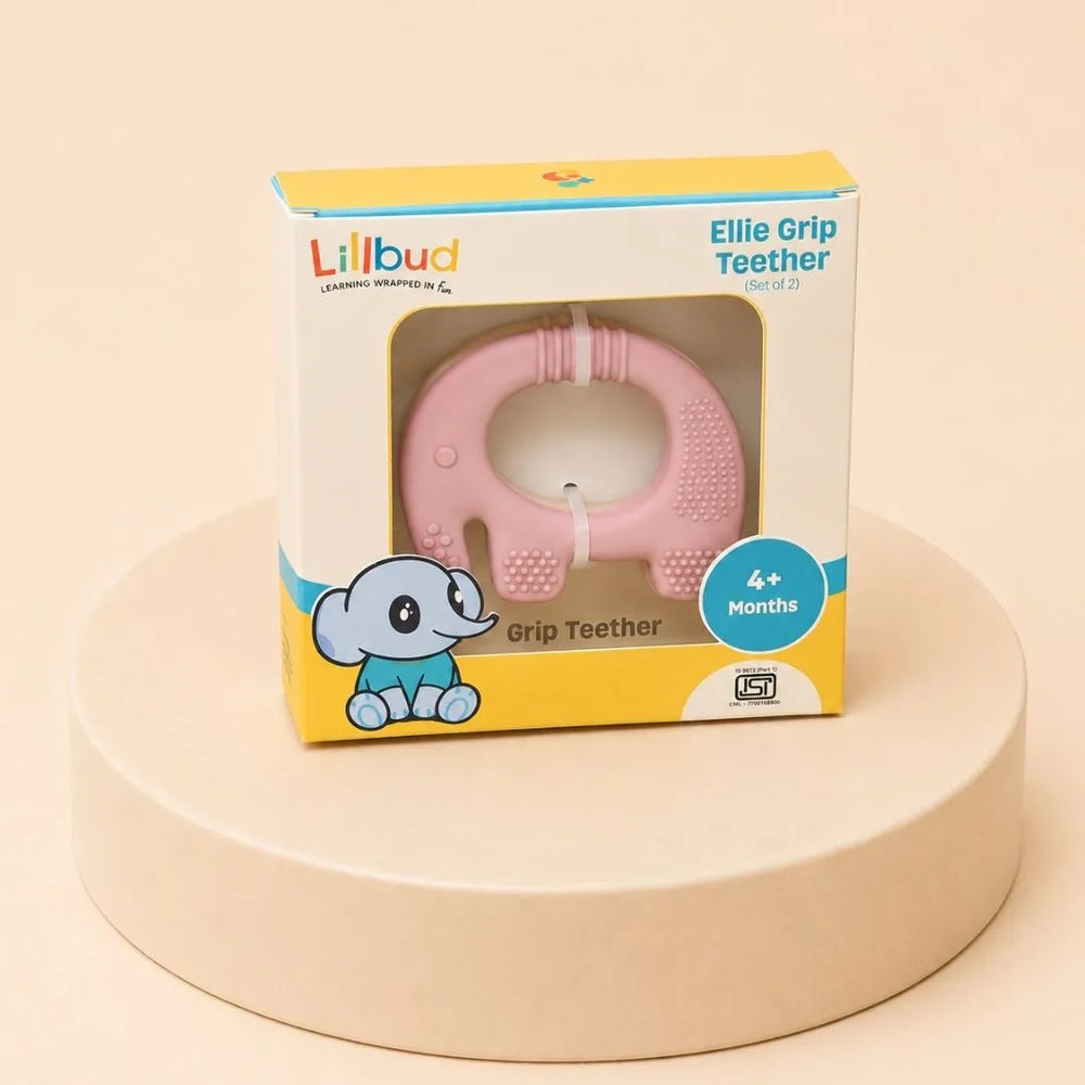 Ellie Grip Teether- Beige, Pink (Set of 2)
