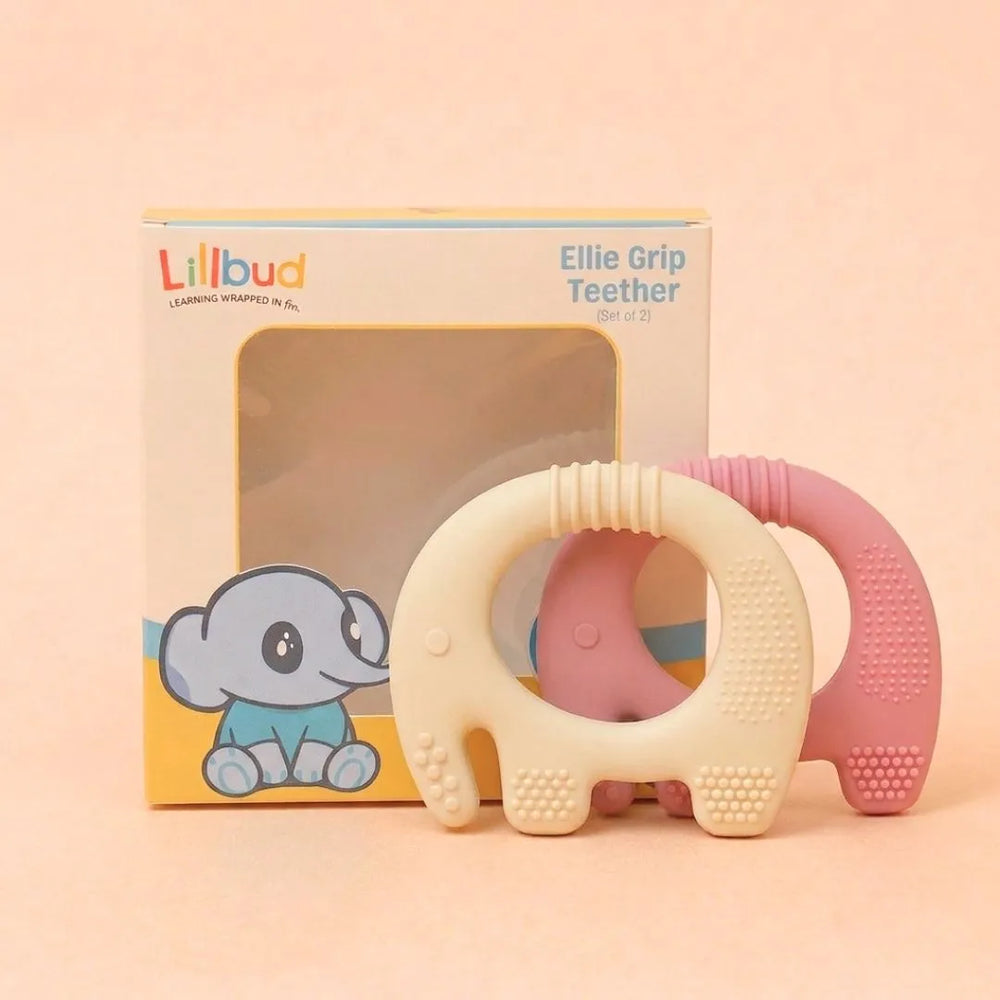 Ellie Grip Teether- Beige, Pink (Set of 2)