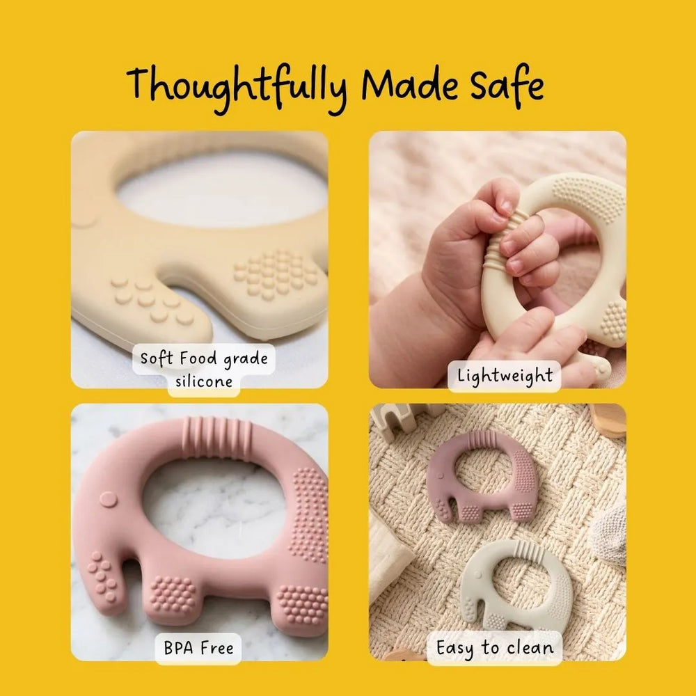 Ellie Grip Teether- Beige, Pink (Set of 2)