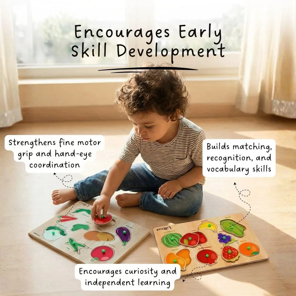 Buy Fruits and Veggies - Puzzle Combo Set of 2 Online - Lillbud