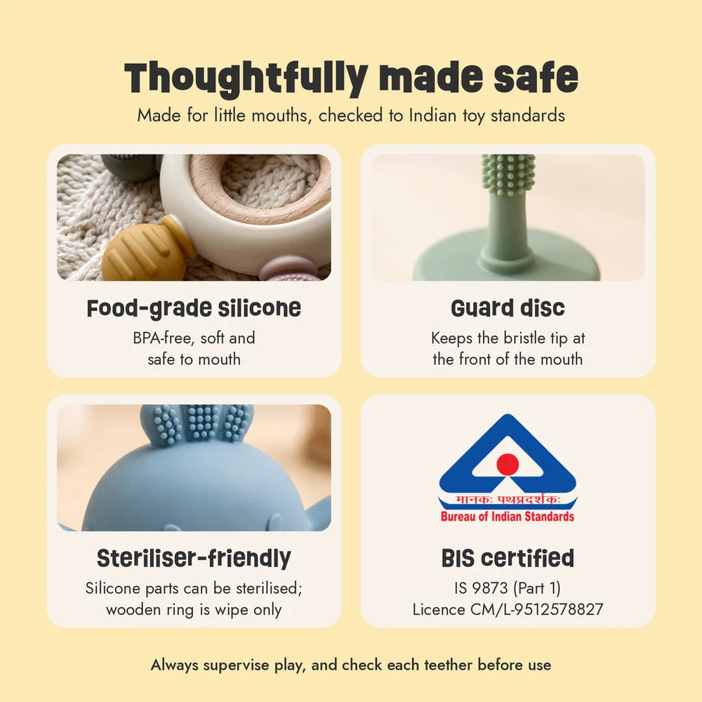 Gentle Start Trio safety: BIS certified, food-grade silicone