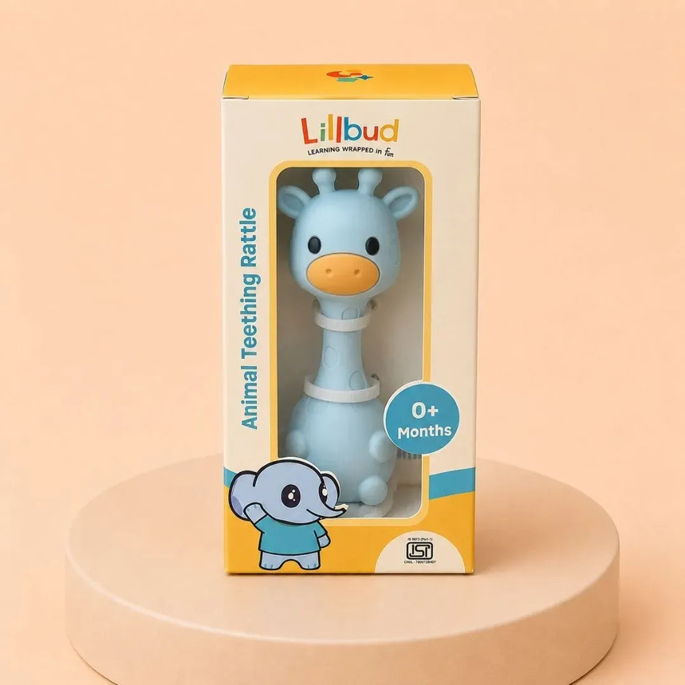 Animal Teething Rattle (Silicone) - Blue