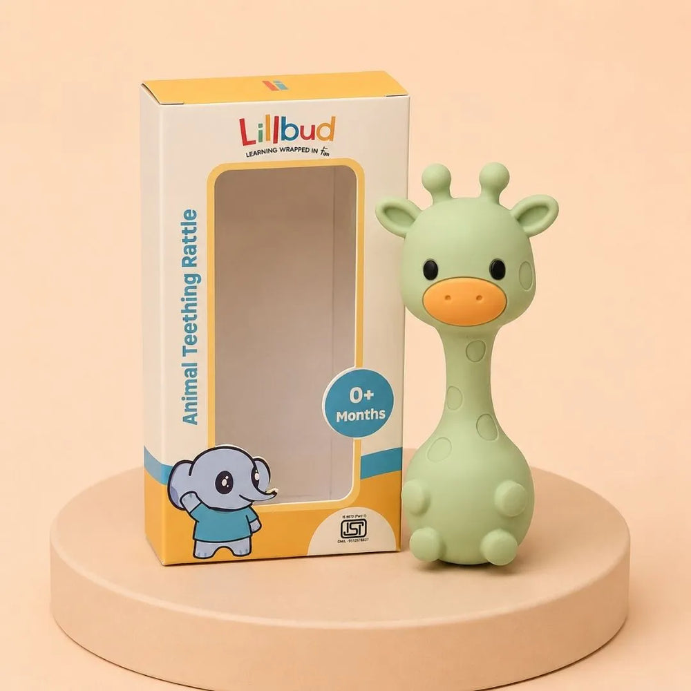 Giraffe Silicone Rattle- Green