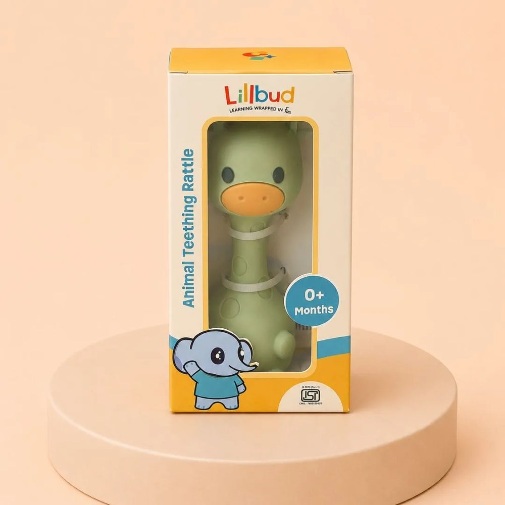 Giraffe Silicone Rattle- Green