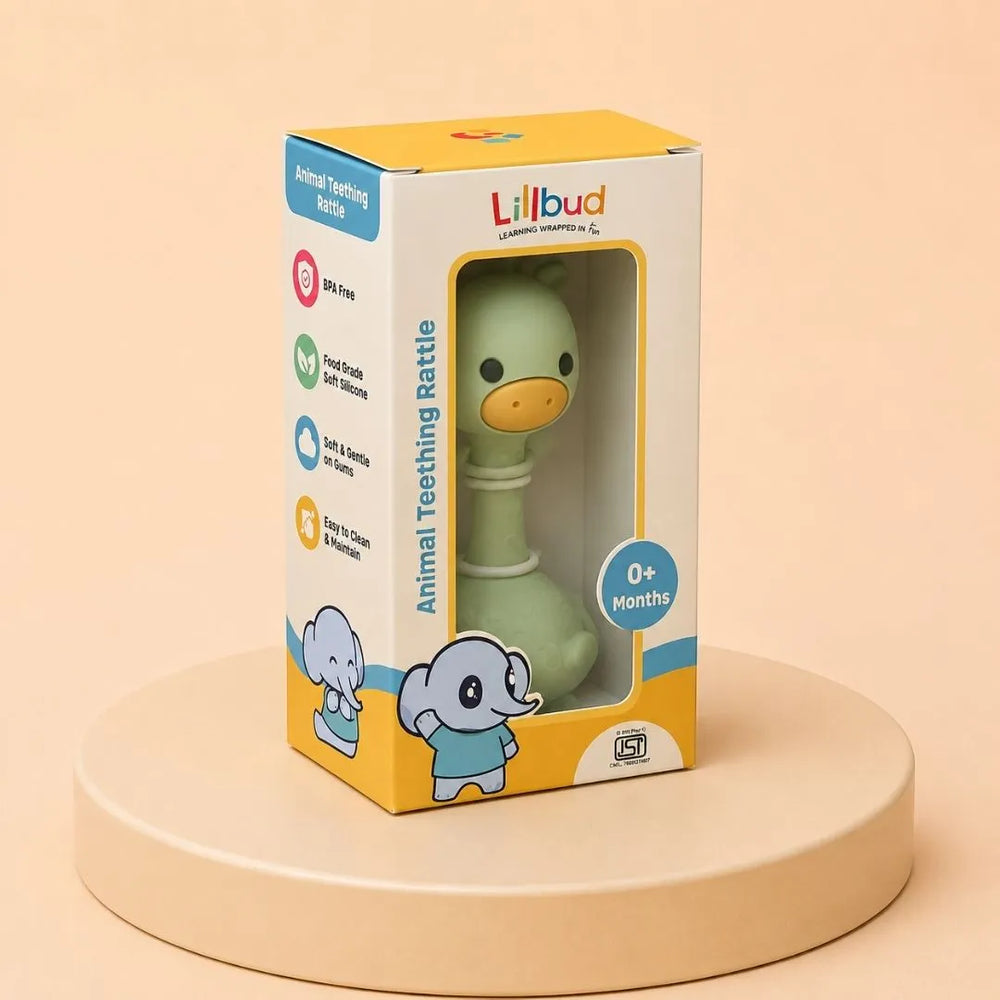 Giraffe Silicone Rattle- Green