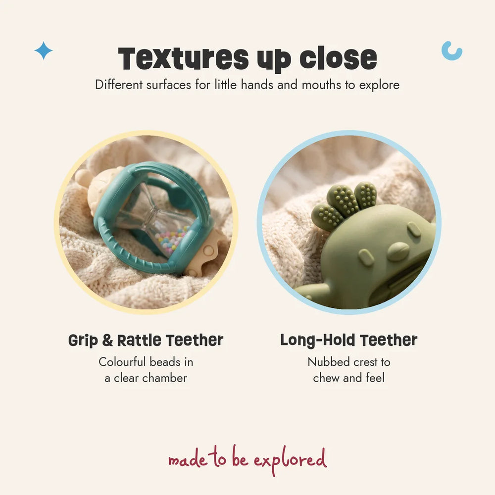 Close-ups of the Grip & Rattle Pair textures