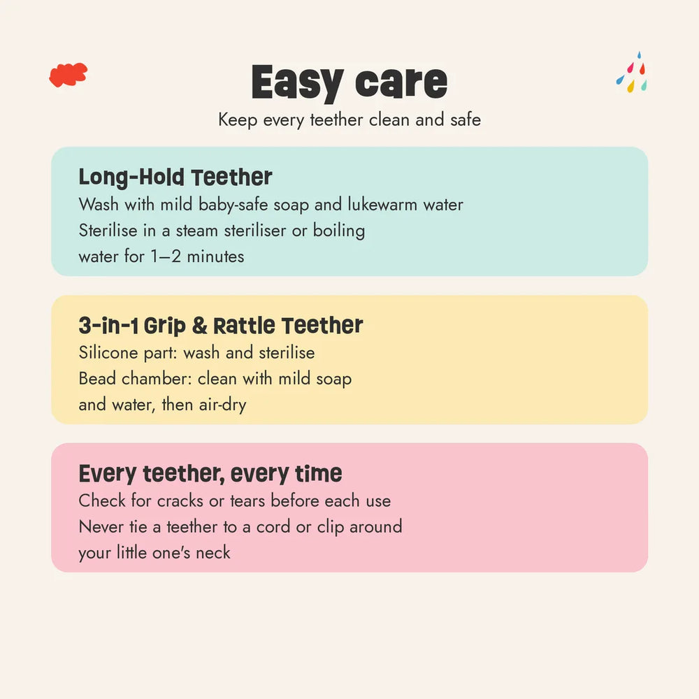 How to clean the Grip & Rattle Pair teethers