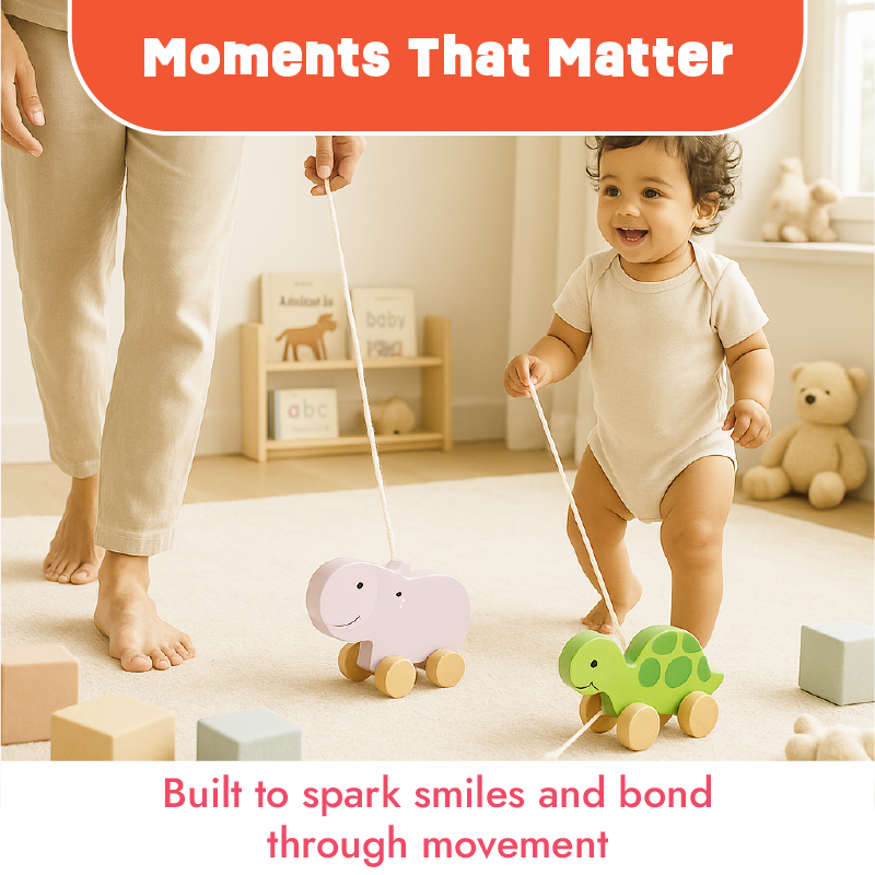 Pull Along Toys set for toddlers - Teaches Empathy, balance and coordination