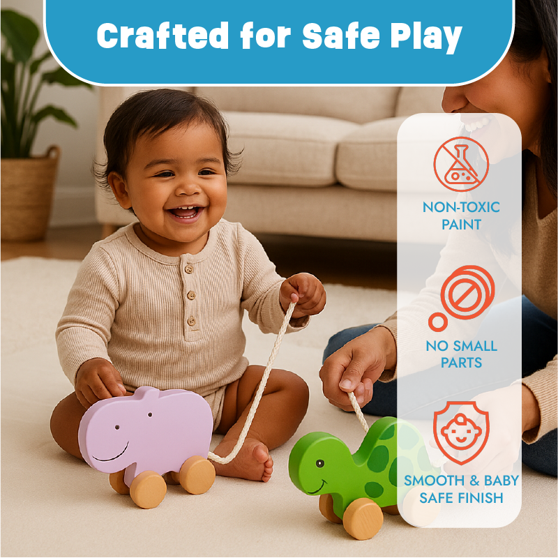 Pull Along Toys set for toddlers - Teaches Empathy, balance and coordination