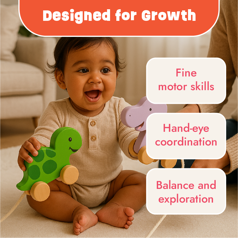 Pull Along Toys set for toddlers - Teaches Empathy, balance and coordination