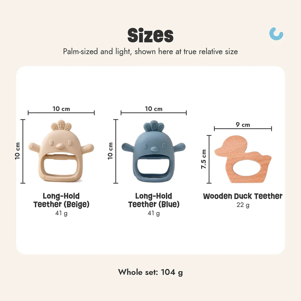 Long-Hold Twin Pack + Wooden sizes, shown at true relative size