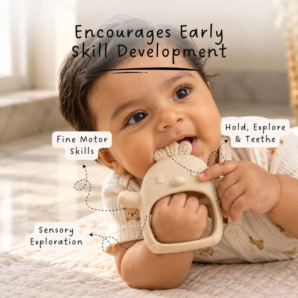 Long-Hold Handle Teether- Beige