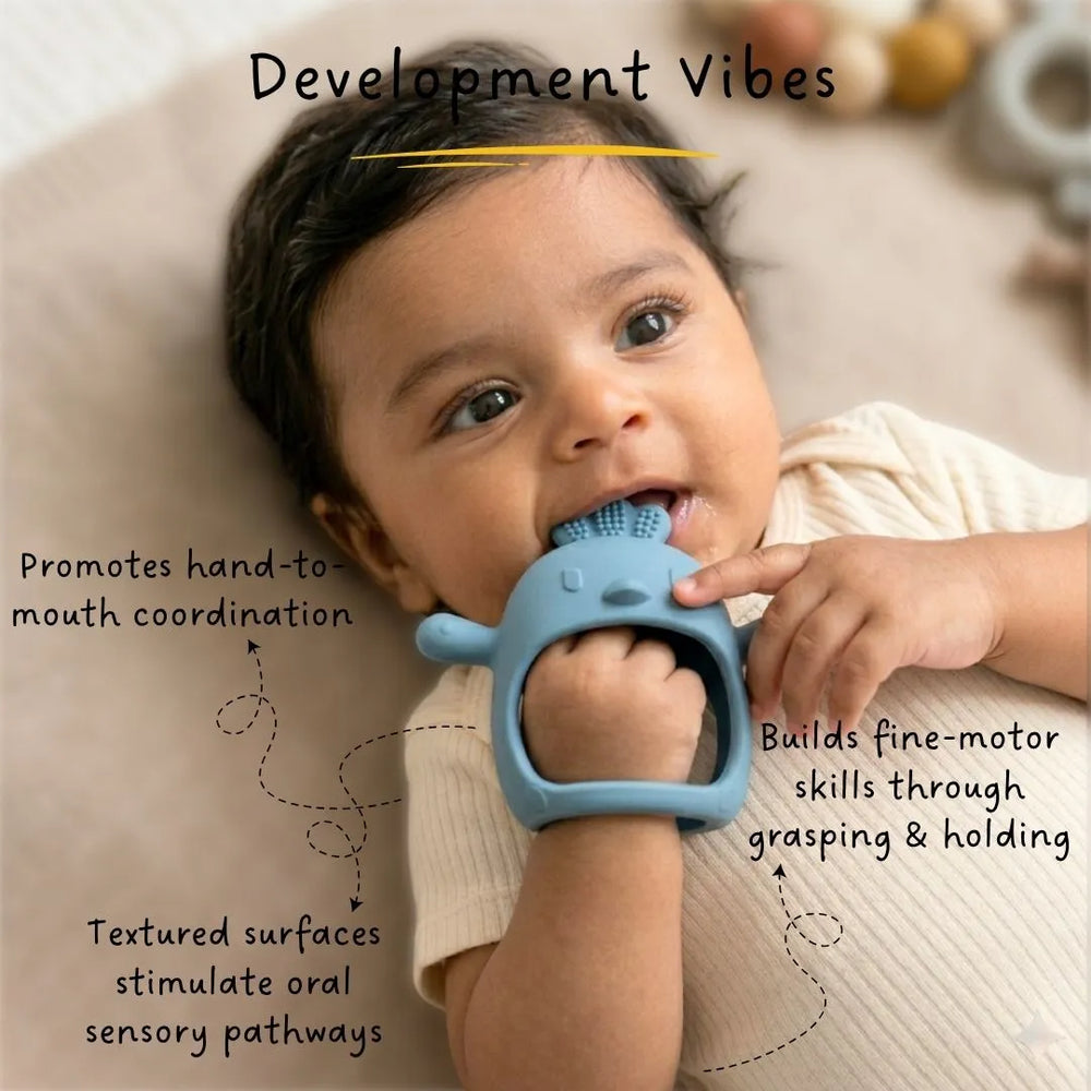 Long-Hold Handle Teether - Blue