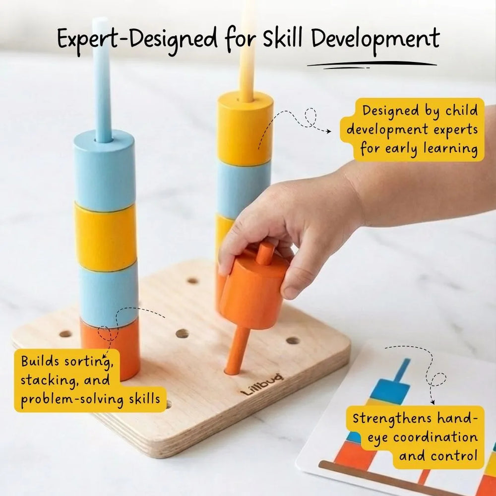 Buy Peg Board - Stack and sort with 8 pattern cards Online - Lillbud 