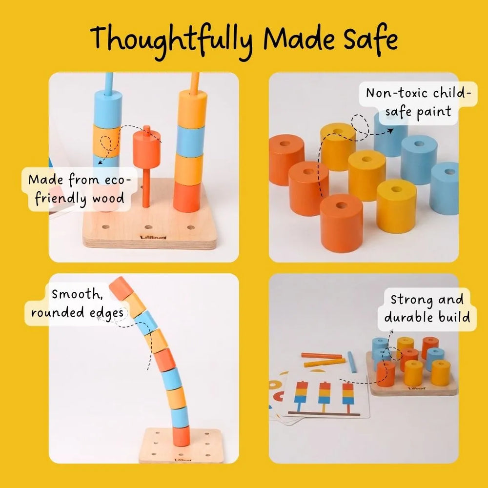 Buy Peg Board - Stack and sort with 8 pattern cards Online - Lillbud 