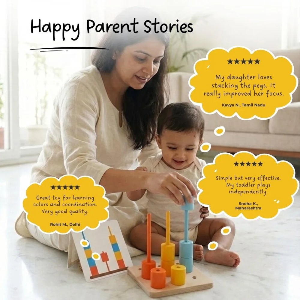 Buy Peg Board - Stack and sort with 8 pattern cards Online - Lillbud 