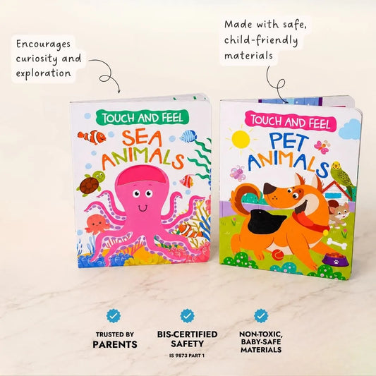 Sea & Pet Animals – Touch and Feel Sensory Board Book Set
