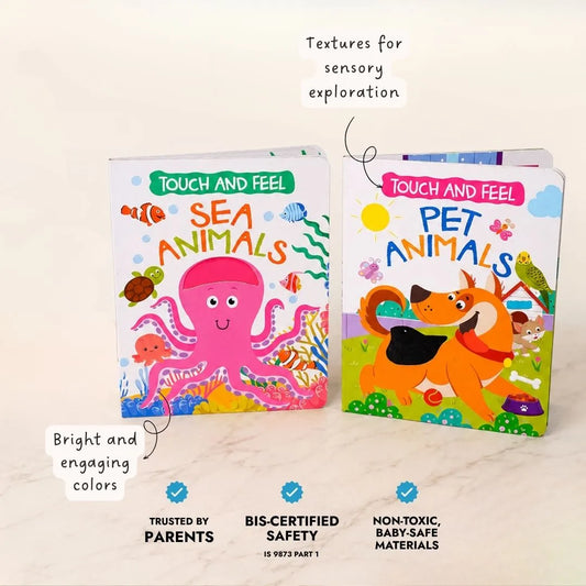 Sea & Pet Animals – Touch and Feel Sensory Board Book Set