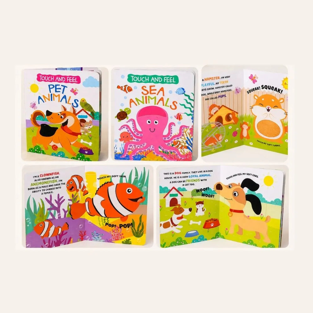 Sea & Pet Animals – Touch and Feel Sensory Board Book Set