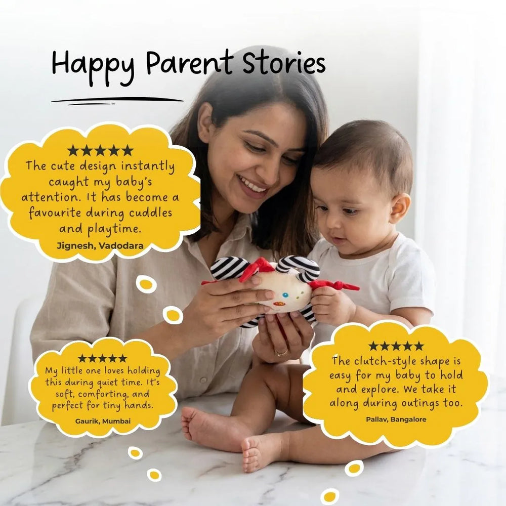 Buy Snuggle Clutch - High contrast sensory soft toy for babies Online - Lillbud