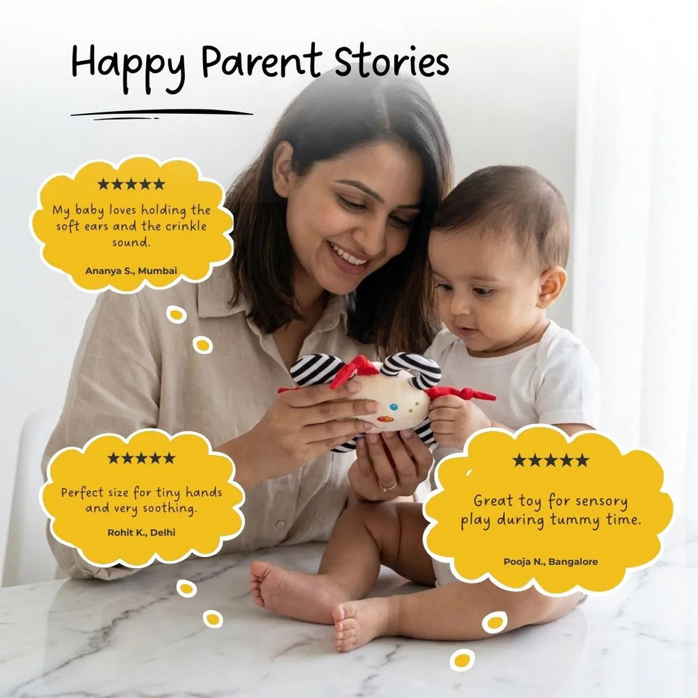 Buy Snuggle Clutch - High contrast sensory soft toy for babies Online - Lillbud 
