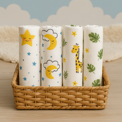 Premium Bamboo Muslin Swaddle Set (Pack of 4)