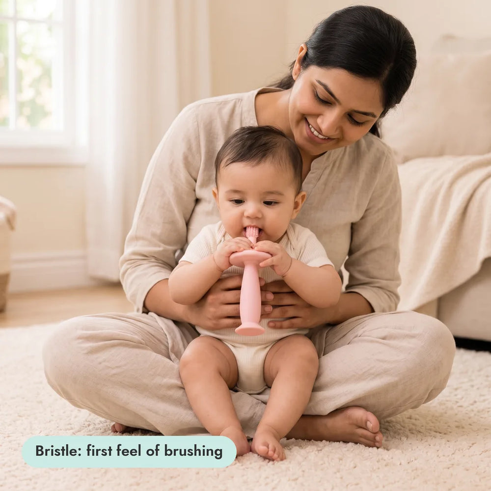 Baby with the Bristle Teether from the Texture Explorer Trio