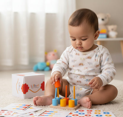 Peg Board - Stack and sort with 8 pattern cards