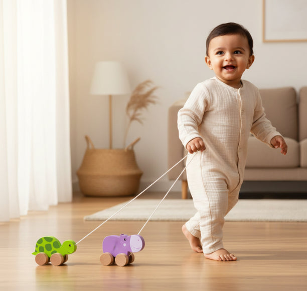 Pull Along Toys set for toddlers - Teaches Empathy, balance and coordination
